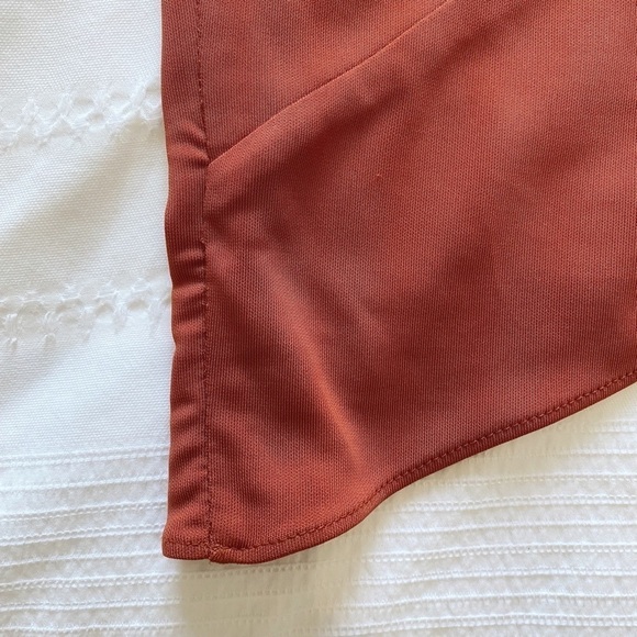 HAUTE HIPPIE ORANGE RUST ASYMMETRICAL DRAPED COCKTAIL DRESS - XS - Picture 7 of 8